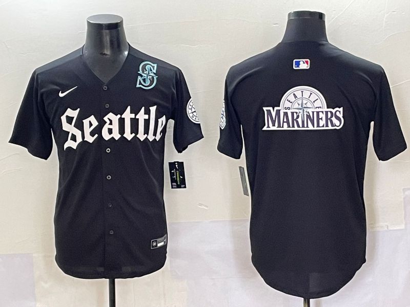 Men 2025 Seattle Mariners Blank black Five generations Joint Name Nike MLB Jersey style 24